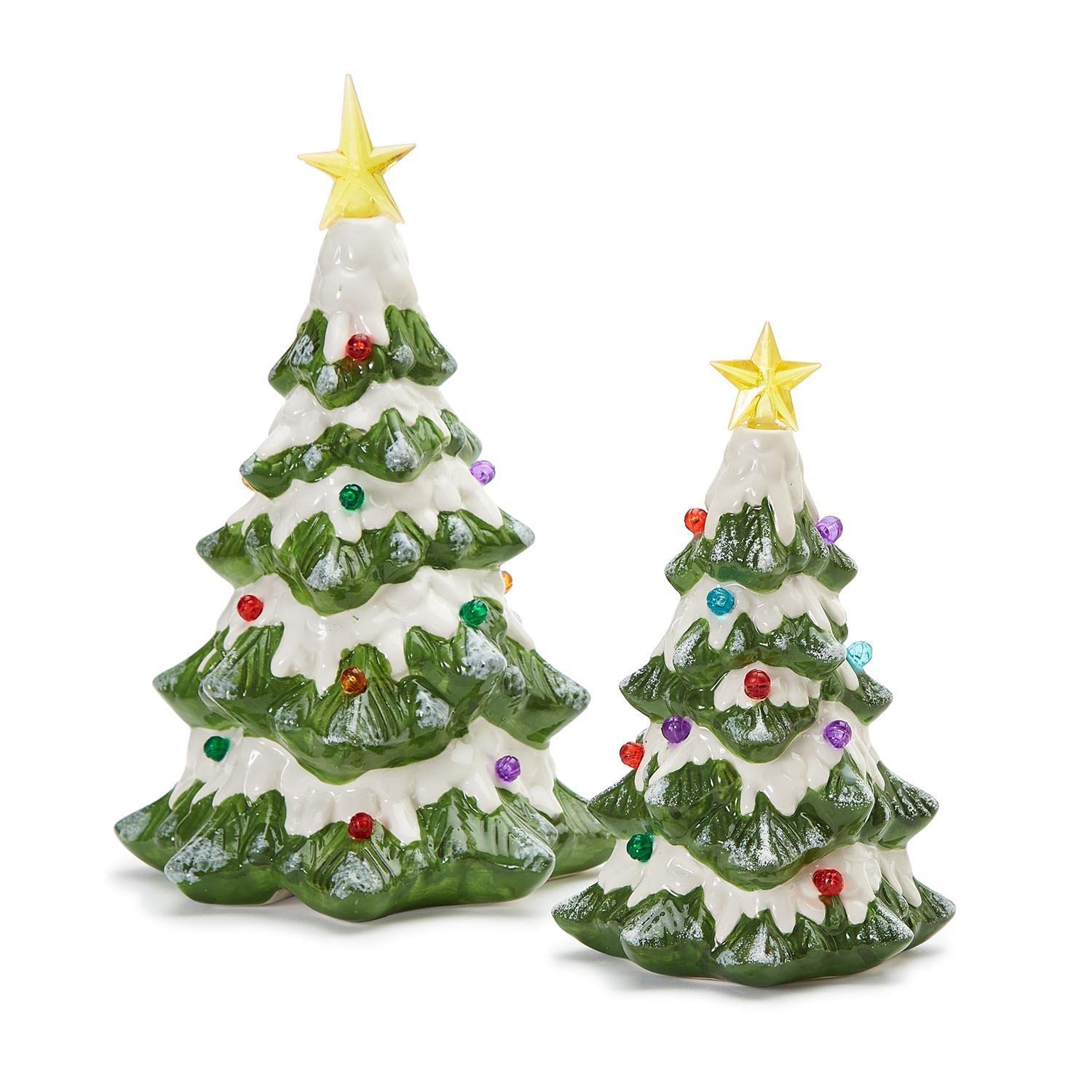 Amazon.com: Two's Company Set of 2 Light-Up Ceramic Christmas Tree